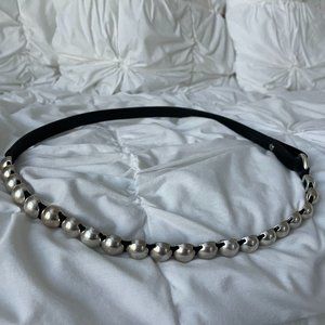 CAbi Black Leather Dome Belt